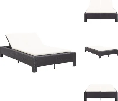 Immagine prodotto di vidaXL Lettino 2 persone con cuscino in poly rattan nero - Lettini da giardino