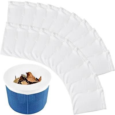 Imagen del producto de 20 unidades de fundas para skimmer de piscina, ideales para la recogida de suciedad