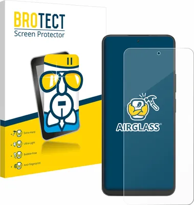 Product packaging and a smartphone with a screen protector applied.