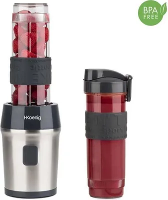 Image de Mini Blender Portable H.KoeNIG SMOO09, 300 W, 570 ml, Noir, 2 Gourdes Incluses, Sans BPA