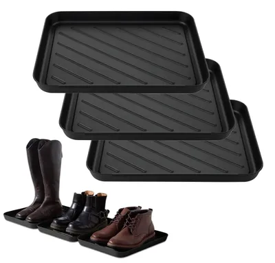 Produktbild von Set aus 3 Kunststoff Schuhmatten mit Erhöhtem Rand
