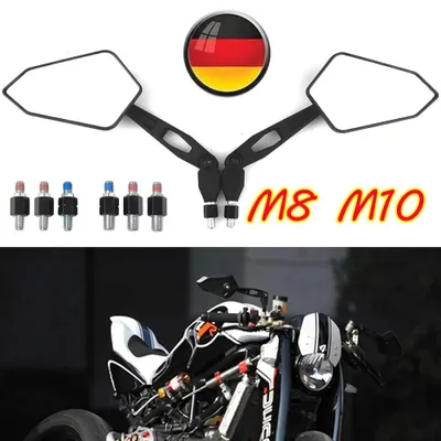Immagine prodotto di Specchio universale per motociclette, scooter, ciclomotori, moto, quad e ATV, con filettatura M8 e M10