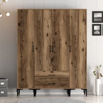 Obrázek produktu pro Skye Decor, Kumsal STS - ořech, šatní skříň, ořech, 100 % MELAMÍNEM POVLÁKNĚNÁ DESKA, 160 x 201,4 x 47,5 cm