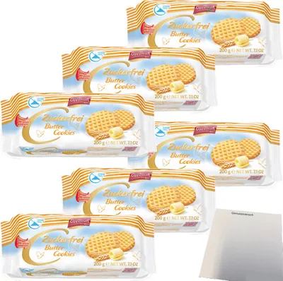 Produktbild von Coppenrath Butter Cookies ohne Zucker 6er Pack (6x200g Packung) + usy Block