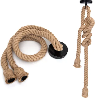 Produktbild von E27 Hanfseil-Lampenfassung Vintage Nostalgie Retro mit 2 Fassungen Natur