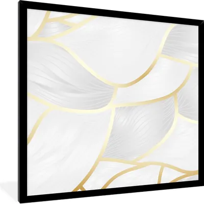Produktbild von MuchoWow® Gerahmtes Poster Abstraktes Muster mit goldenen Linien 40x40 cm - Poster mit Schwarzem Bilderrahmen Wandposter Rahmen Foto Bilder - Mit Rahmen - Wanddekoration Schlafzimmer