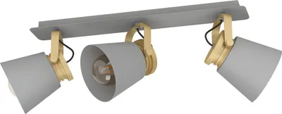 Produktbild von EGLO Deckenstrahler Twicken, 3-flammige Deckenlampe mit schwenkbaren Spots, Deckenleuchte aus Metall in Grau und Gold, Deckenspot mit E27 Fassung