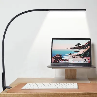 Produktbild von LED Schreibtischlampe, Tischlampe 3, Beleuchtungsfarbe Modi, Inklusive Adapter, Leselampe für Kinder Lernen Büro Arbeit,USB,schwarz