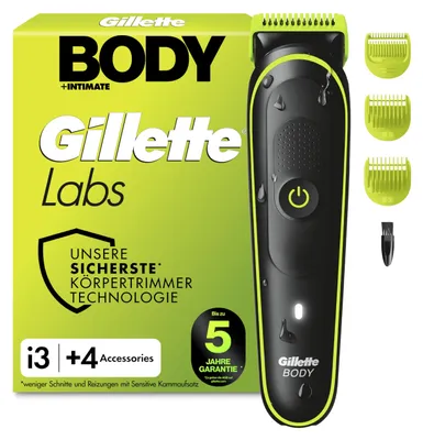 Produktbild von Gillette Labs i3 Body + Intimate Trimmer Herren, Schwarz/Grün
