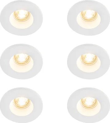 Produktbild von QAZQA - Set mit 6 Einbauspots weiß 13 cm rund - Gypsy Stucco I Wohnzimmer I Schlafzimmer - Gips - LED geeignet GU10