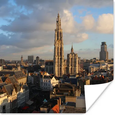 Produktbild von MuchoWow® Poster Architektur - Sonne - Antwerpen 100x100 cm - Babyzimmer