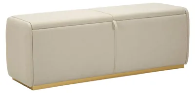 Produktbild von Bank mit Stauraum aus beigem Stoff cm 130x45x45