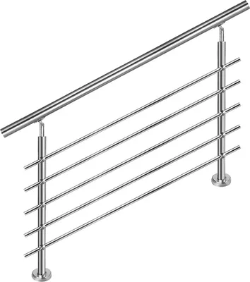 Produktbild von YUENFONG Treppengeländer Edelstahl Handlauf Geländer für Treppen, Innen und Außen, Balkon, Brüstung, Silber, 80cm Länge, mit 5 Querstreben