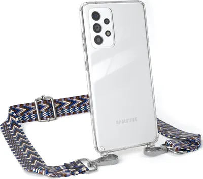 Produktbild von EAZY CASE Handykette - Verstellbarer Trageriemen kompatibel mit Samsung Galaxy A52 / A52 5G / A52s 5G, Handykordel mit transparenter Silikon-Hülle, Band in Blau