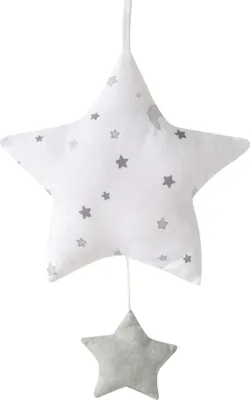 Produktbild von roba Spieluhr ‚Sternenzauber grau‘, Einschlafhilfe, Textil-Stern waschbar, Babyzimmer Deko grau/ weiß