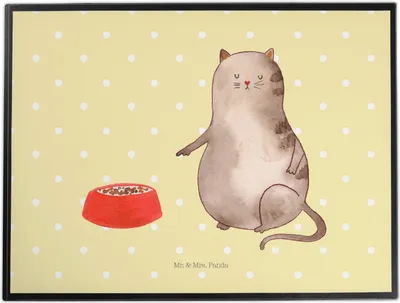 Produktbild von Mr. & Mrs. Panda schreibauflage Katze Fressen - Gelb Pastell - Geschenk, Schreibunterlage, tischauflagen, schreibtischunterlagen, tischschutz, tischmatten
