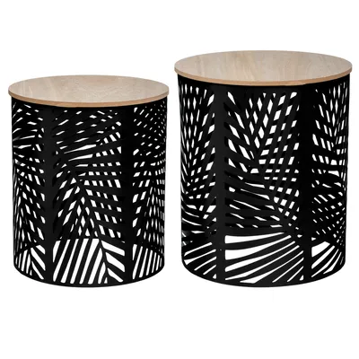 Produktbild von Atmosphera Créateur d'intérieur Korbtisch Kumi Metall MDF-Platte grau braun 30,5 cm x 38 cm