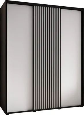 Produktbild von MEBLE KRYSPOL Lanko 1 Schrank mit 3 Schiebetüren - 235,2x200x60 cm - Schwarz Weiß Schwarz