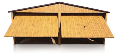 Produktbild von Blechgarage Doppelgarage 6x5m Satteldach Schwingtor Holzoptik