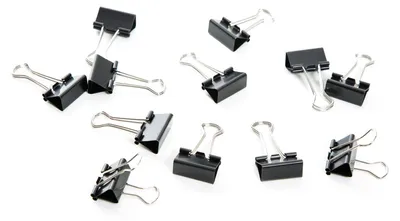Produktbild von 12 Metallklammern schwarz silber 2,5 cm - kleine Foldback Klammern Dekoklammern aus Metall
