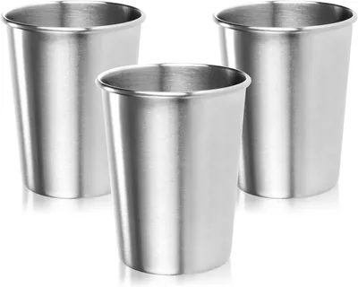 Produktbild von Edelstahl Trinkbecher 250 ml, 3 Stück, rostfrei, für Camping