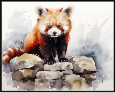 Produktbild von Wallario Wandbild Neugieriger Rotpanda, Größe: 40,30 x 50,30 cm, Poster mit schwarzem Aluminiumrahmen