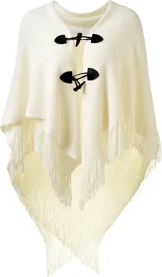 Produktbild von Poncho-Schal in lässiger Passform mit stylischen Hornknöpfen, V-Ausschnitt und V-Saum für Frauen