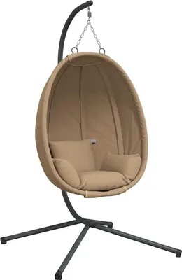 Obrázek produktu pro vidaXL Závěsné křeslo Egg Design se stojanem Taupe Ratan and Steel
