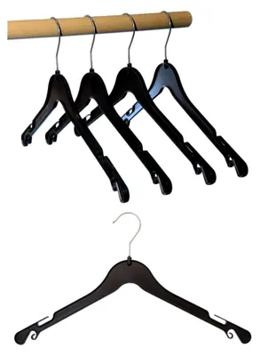 Produktbild von Kleiderbügel aus Kunststoff, schwarz, Rockhaken, 43 cm 20 STK.