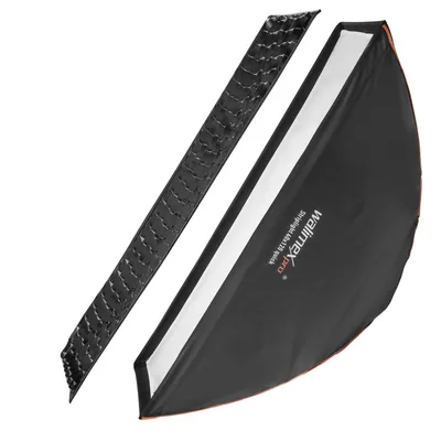 Immagine prodotto di Walimex pro Studio Line Striplight Softbox 40 x 120 cm, soft box con diffusore, sagomatore di luce ruotabile a 360°, pieghevole, montaggio rapido, per flash o luci da studio