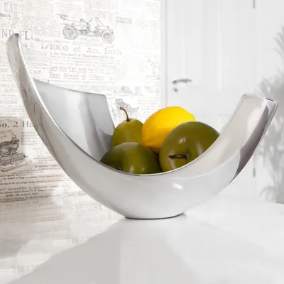Produktbild von cagü: Außergewöhnliche Design Obstschale [CLEO] Silber aus poliertem Aluminium 30cm, Echter Designklassiker!