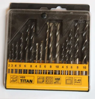 Immagine prodotto di Set di punte in titanio HSS 16 pezzi da 2 a 10 mm per la foratura di metallo e legno in carburo