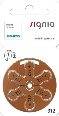 Produktbild von 60 Siemens Signia Typ 312 Braun Hörgerät-Batterien
