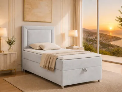 Produktbild von Best for Home Boxspringbett mit Bettkasten Trinity K3-SINGLE 80x200 Bonellfederkern inkl. Topper - Silber