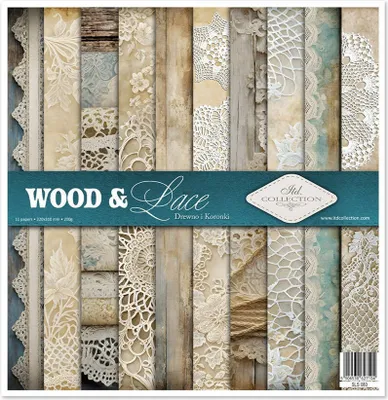 Image de ITD COLLECTION Setz 11Stk 30x30cm Papier pour Scrapbooking - Bois et dentelle