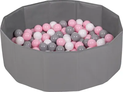 Produktbild von Selonis Faltbare Bällebad mit 200 Bälle für Kinder Spielbad grau:weiß/grau/puderrosa