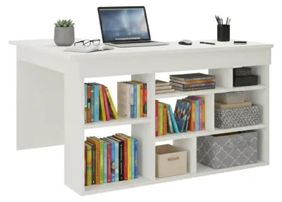 Produktbild von Schreibtisch Dfavasul, Mehrzweckschreibtisch, Bürotisch für PC, Eckschreibtisch, 129x120h72 cm, Weiß