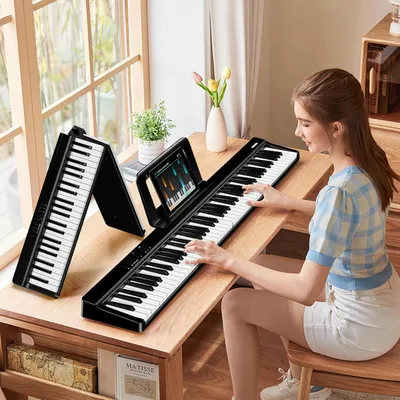 Immagine prodotto di Pianoforte digitale pieghevole a 88 tasti - Pianoforte elettrico - Tastiera - Tastiera musicale - Pianoforte da palco