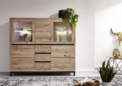 Produktbild von MASSIVMOEBEL24 Highboard Wildeiche 166x40x148 bianco geölt VILLANDERS #207