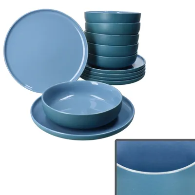 Obrázek produktu pro Ritzenhoff 12dílný jídelní servis Jasper ocean blue kameninový jídelní talíř polévkový talíř
