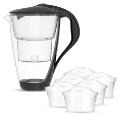 Zdjęcie produktu dla Dafi Szklany dzbanek filtrujący CRYSTAL LED czarny 6 wkładów Unimax