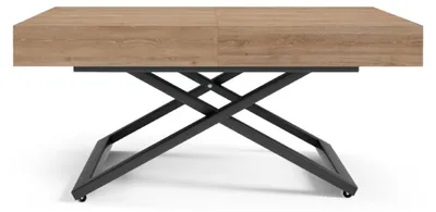 Produktbild von AlpiMeble Höhenverstellbarer ausziehbarer Couchtisch Sena U, ausziehbarer Tisch: 120 cm bis 200 cm, Truffle Brown, mit Metallbeine in Schwarz