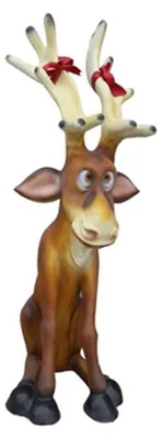 Produktbild von Weichnachten Rudolf Renntier Figur Statue Weihnachtsmann Figuren Dekoration XXL