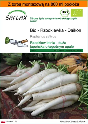 Zdjęcie produktu dla SAFLAX - Garden in the bag - Bio - Rzodkiewka - Daikon - 100 Nasiona - Z podłożem uprawowym w praktycznej, samorozkładającej się torbie - Raphanus sativus