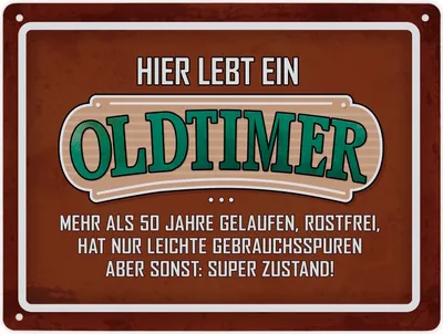 Produktbild von Metallschild XL mit Retro- Stil Motiv und Spruch: Hier wohnt ein Oldtimer