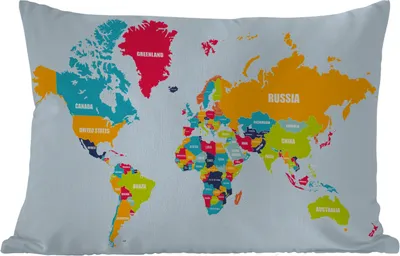 Produktbild von MuchoWow® Outdoor Kissen - Weltkarte - Farben - Buchstaben - Kinder - Jungen - Mädchen - 60x40 cm - Wetterfest - Lounge Kissen - Zierkissen - Kissen für Innenräume