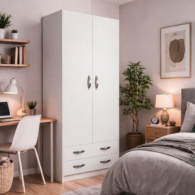 Immagine prodotto di Armadio due ante e cassetti 91x52x210h colore bianco ARM290C