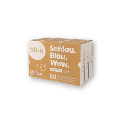 Produktbild von bluu Waschmittel-Blätter Duftfrei | 180 Stk | Biologisch abbaubares Waschmittel | 100% Plastikfrei | Wäsche ökologisch waschen mit Eco Waschstreifen