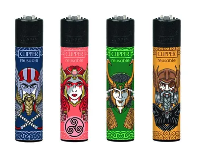 Produktbild von Clipper Feuerzeuge 4er Set Nordic Gods