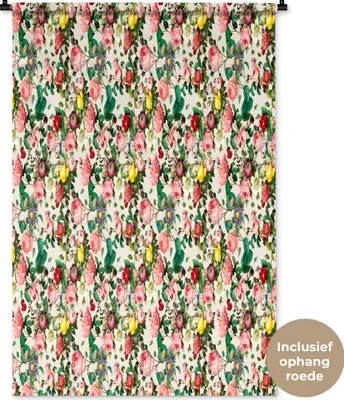 Produktbild von MuchoWow® Wandteppich Wandbehang Blumen - Rosen - Farben - Muster 90x135 cm Tapisserie Dekoration Wandtuch - Baumwolle - Wandskulptur